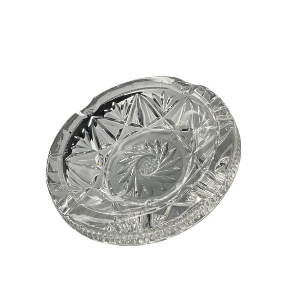Vintage Lead Crystal Glass Ashtray Pinwheel Fan Design - Picture 2 of 7